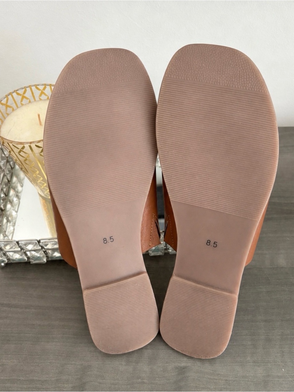 Lucky Brand Brown Leather Slide Sandals | Minimalist Flat Mules Size 8.5 - Picture 8 of 10